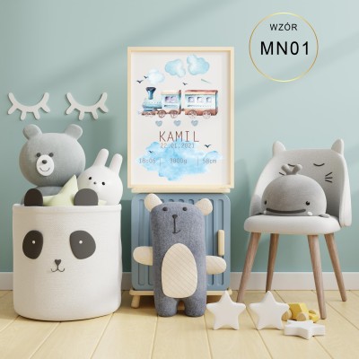 Metryczka A4+ramka Roczek Chrzest Urodziny