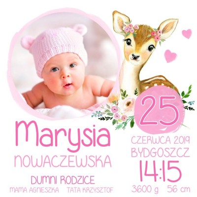 PODUSZKA ZE ZDJĘCIEM METRYCZKA CHRZEST URODZINY