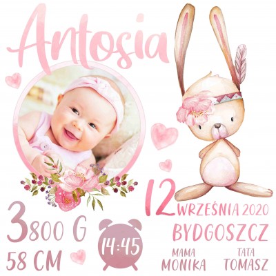 PODUSZKA ZE ZDJĘCIEM METRYCZKA CHRZEST URODZINY