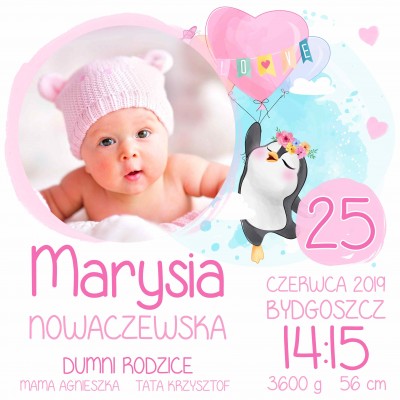 PODUSZKA ZE ZDJĘCIEM METRYCZKA CHRZEST URODZINY