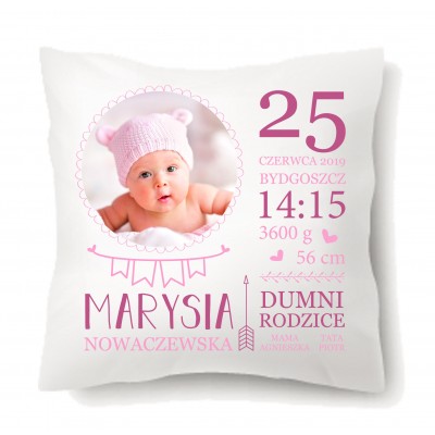 Poduszka metryczka ze zdjęciem