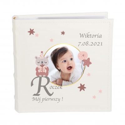 Album ze zdjęciem na urodziny chrzest roczek