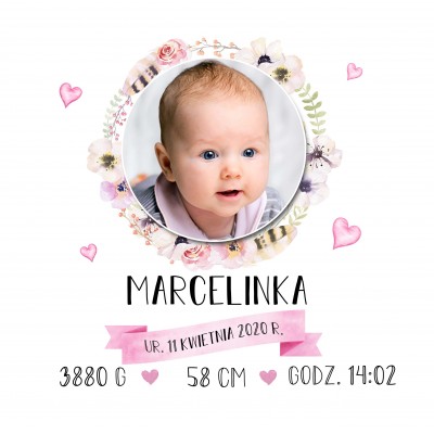 Album metryczka ze zdjęciem + kartka z życzeniami