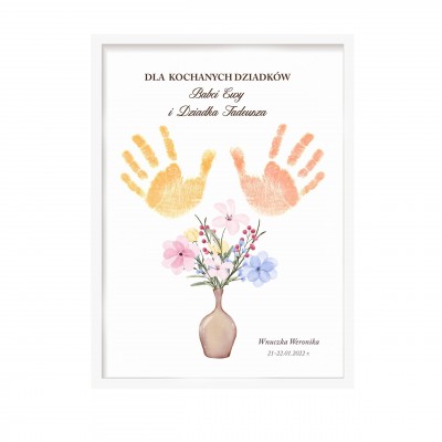 Plakat odcisk dłoni z miłości do Babci i Dziadka