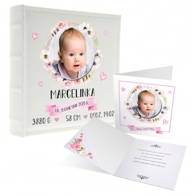Album metryczka ze zdjęciem + kartka z życzeniami