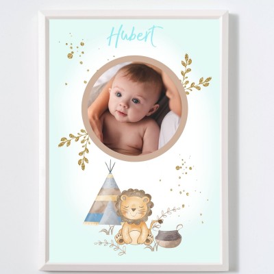 Plakat ze zdjęciem i imieniem dla dziewczynki