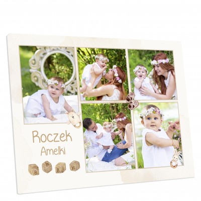 Fotoobraz na płótnie na roczek dla dziewczynki