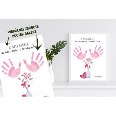 Plakat odcisk dłoni z miłości do Babci i Dziadka