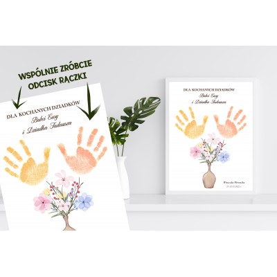 Plakat odcisk dłoni z miłości do Babci i Dziadka