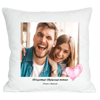 Poduszka ze zdjęciem i napisem