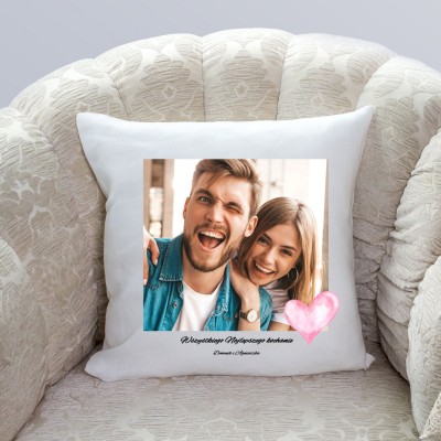 Poduszka ze zdjęciem i napisem