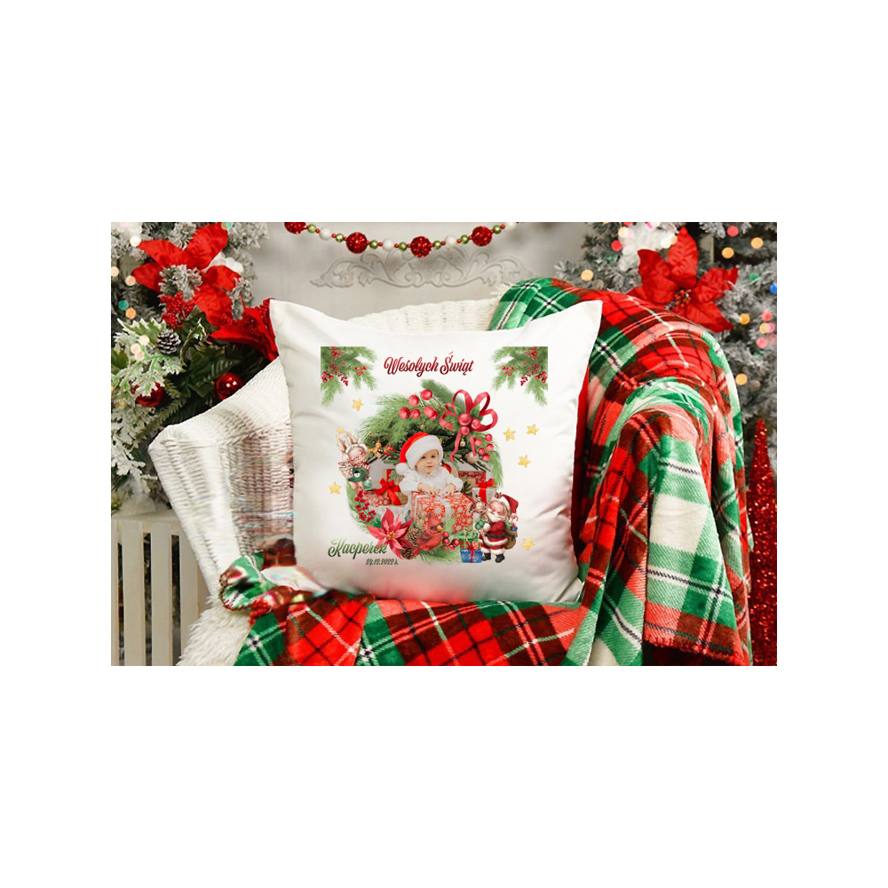 Świąteczna poduszka ze zdjęciem