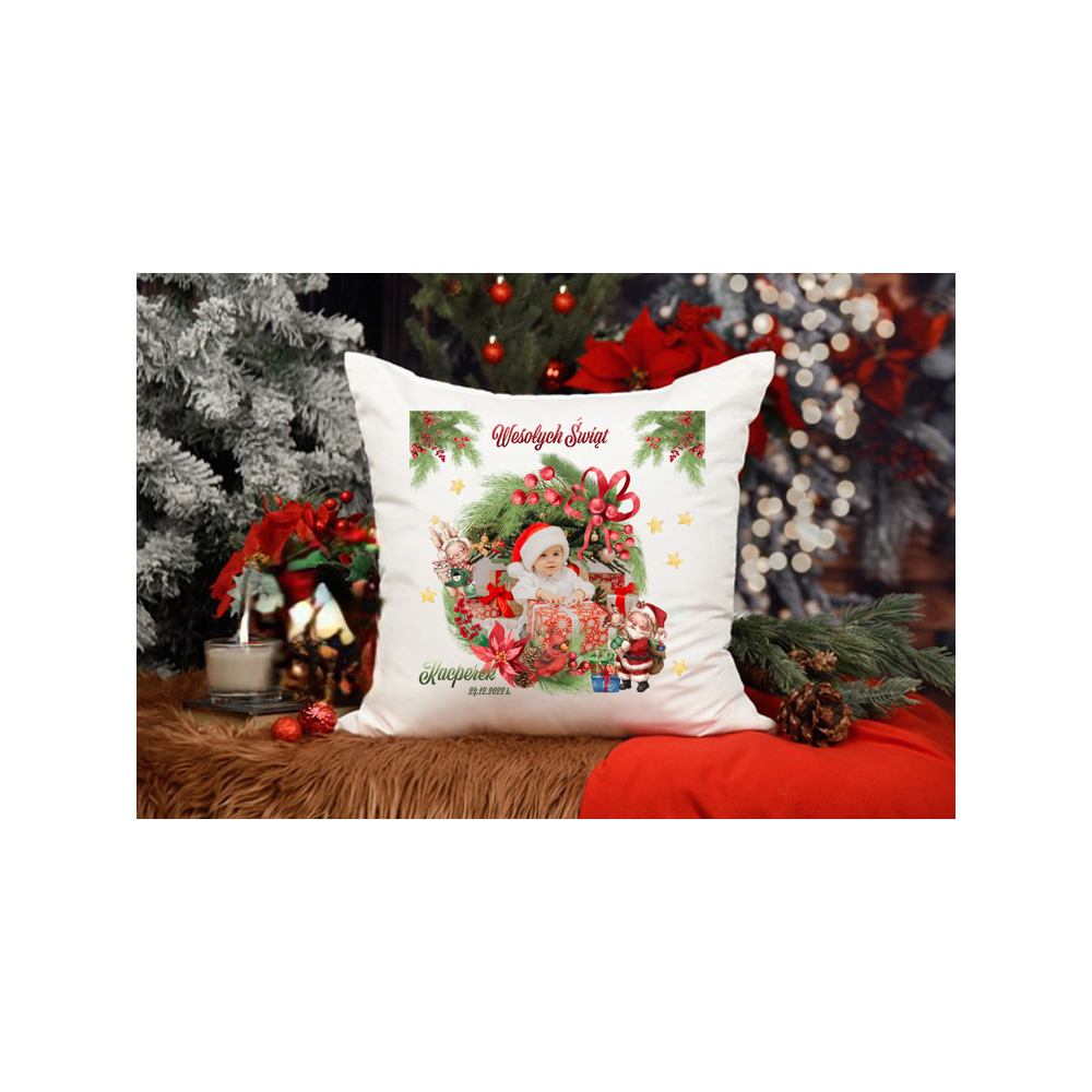 Świąteczna poduszka ze zdjęciem