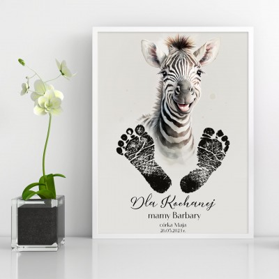 Plakat urodzinowy z odciskiem stópek dziecka