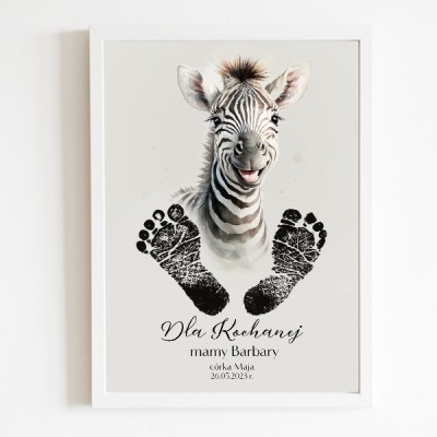 Plakat urodzinowy z odciskiem stópek dziecka