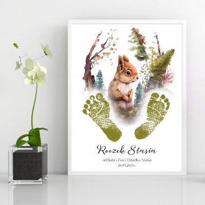 Plakat na roczek z odciskiem stópek dziecka