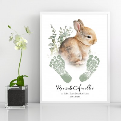 Plakat na roczek z odciskiem stópek dziecka