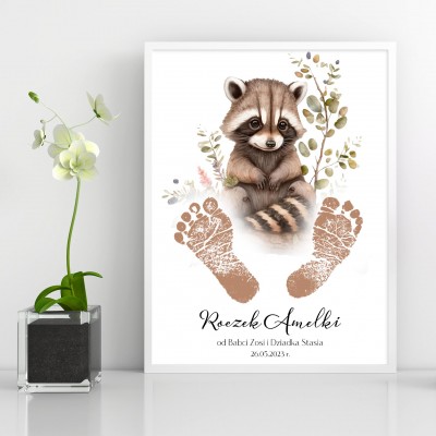 Plakat na roczek z odciskiem stópek dziecka