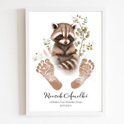 Plakat na roczek z odciskiem stópek dziecka