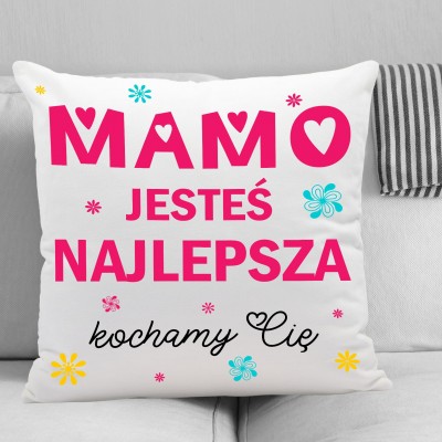 Mamo, jesteś najlepsza - kochamy Cię zestaw kubek i poduszka