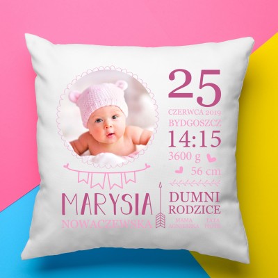 Poduszka metryczka ze zdjęciem