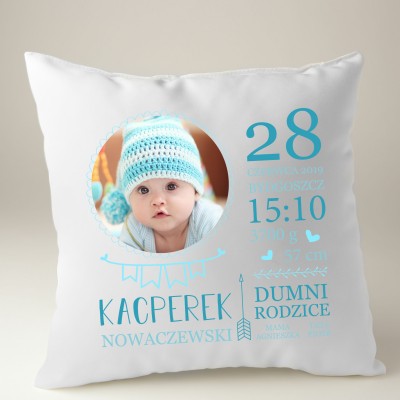 Poduszka metryczka ze zdjęciem