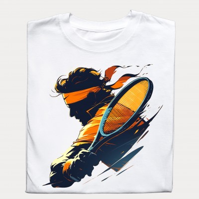 Koszulka z zarysem sportowca z rakietką | Minimalistyczny sportowy styl Koszulka z zarysem sportowca z rakietką | Minimalistyczny sportowy styl