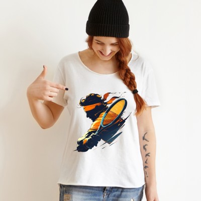 Koszulka z zarysem sportowca z rakietką | Minimalistyczny sportowy styl