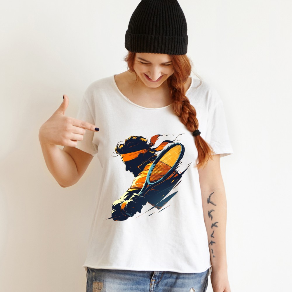 Koszulka z zarysem sportowca z rakietką | Minimalistyczny sportowy styl