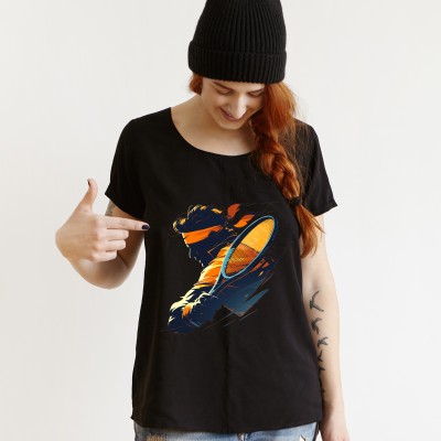 Koszulka z zarysem sportowca z rakietką | Minimalistyczny sportowy styl