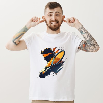 Koszulka z zarysem sportowca z rakietką | Minimalistyczny sportowy styl