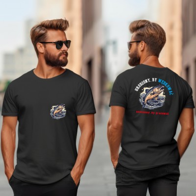 Koszulka dla wędkarzy „Urodzony, by wędkować, zmuszony, by pracować” – idealny prezent