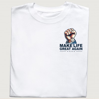 Koszulka z motywem zaciśniętej pięści MAKE LIFE GREAT AGAIN