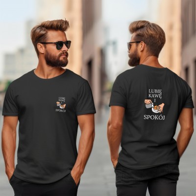 Koszulka z nadrukiem LUBIĘ KAWĘ I SPOKÓJ