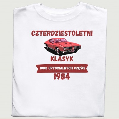 Koszulka z nadrukiem 'Czterdziestoletni Klasyk'