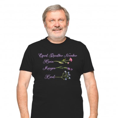 Koszulka z nadrukiem"Ogród Dziadków" z imionami wnuków