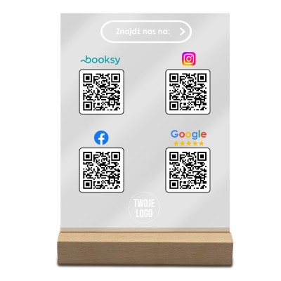 Tabliczka Akrylowa z Kodem QR – Booksy, Instagram, Facebook, Google