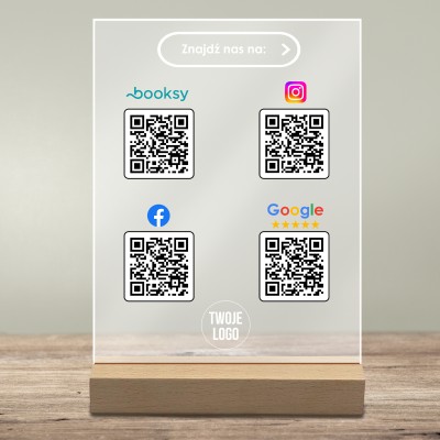 Tabliczka Akrylowa z Kodem QR – Booksy, Instagram, Facebook, Google