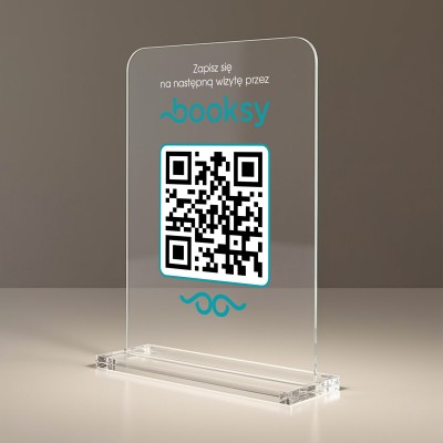 Stojak z Kodem QR do Booksy – skan i gotowe