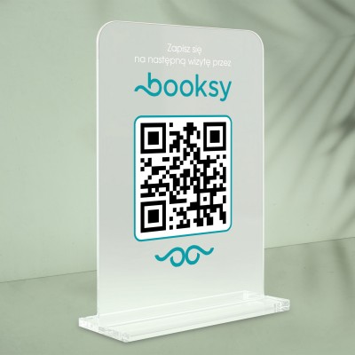 Stojak z Kodem QR do Booksy – skan i gotowe