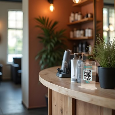 Stojak z Kodem QR do Booksy – skan i gotowe