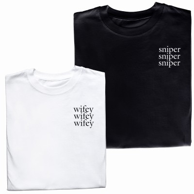Koszulki dla Par „Wifey & Sniper – Ona Rządzi, On Celuje!”