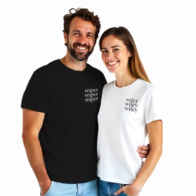 Koszulki dla Par „Wifey & Sniper – Ona Rządzi, On Celuje!”