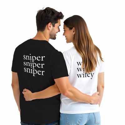 Koszulki dla Par „Wifey & Sniper – Ona Rządzi, On Celuje!”