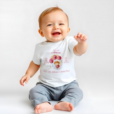 Koszulka z nadrukiem „365 Dni Miłości i Śmiechu” – Pierwsze Urodziny