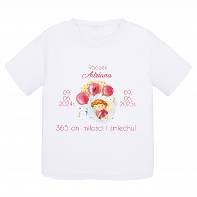 Koszulka z nadrukiem „365 Dni Miłości i Śmiechu” – Pierwsze Urodziny