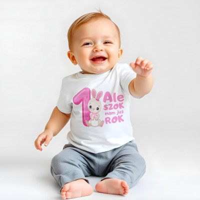 Koszulka dla Dziewczynki – „Ale Szok, Mam Już Rok!”