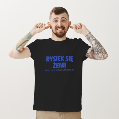 Koszulka na Wieczór Kawalerski – Rysiek Się Żeni! Imprezę Czas Zacząć!