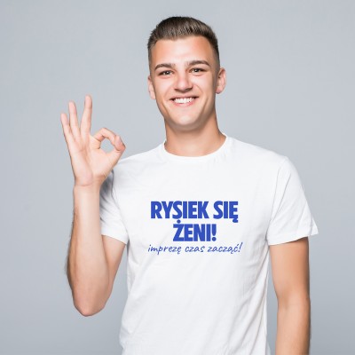 Koszulka na Wieczór Kawalerski – Rysiek Się Żeni! Imprezę Czas Zacząć!