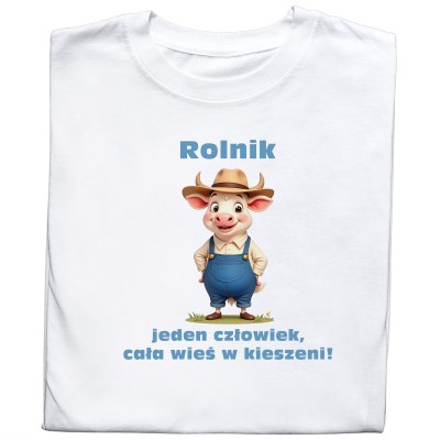 Koszulka „Rolnik – Jeden Człowiek, Cała Wieś w Kieszeni”